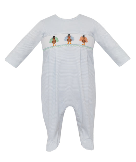 Turkey Light Blue Knit Striped Footie