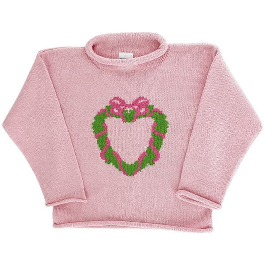 Roll Neck Sweater Wreath On Pink