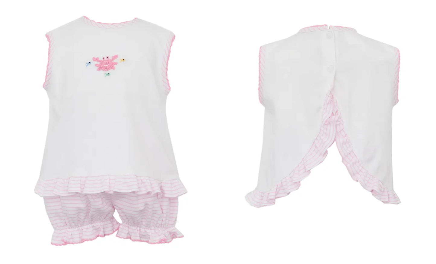 Crab Girls Pink Knit Stripe Bloomer Set