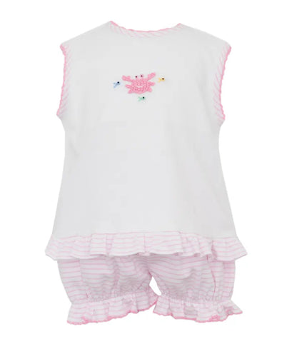 Crab Girls Pink Knit Stripe Bloomer Set