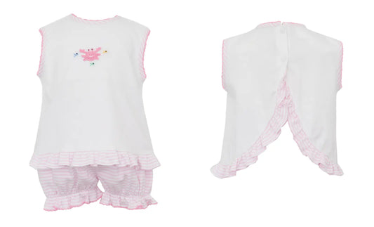 Crab Girls Pink Knit Stripe Bloomer Set