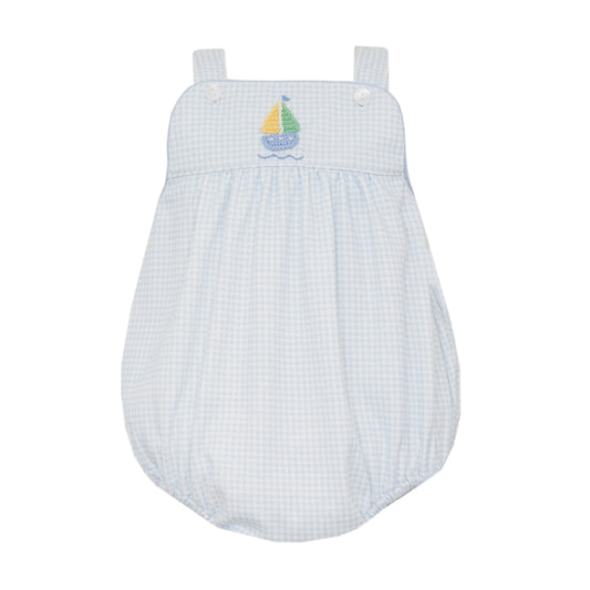 Sailboat Boys Blue Knit Gingham Bubble