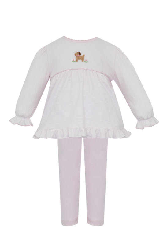 Puppies Pink Striped Knit Tunic Set