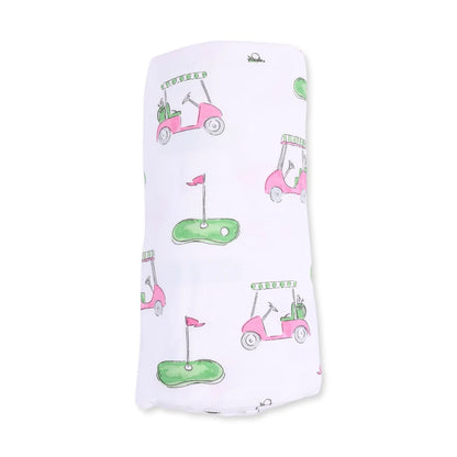 Golf Carts Pink - Swaddle Blanket