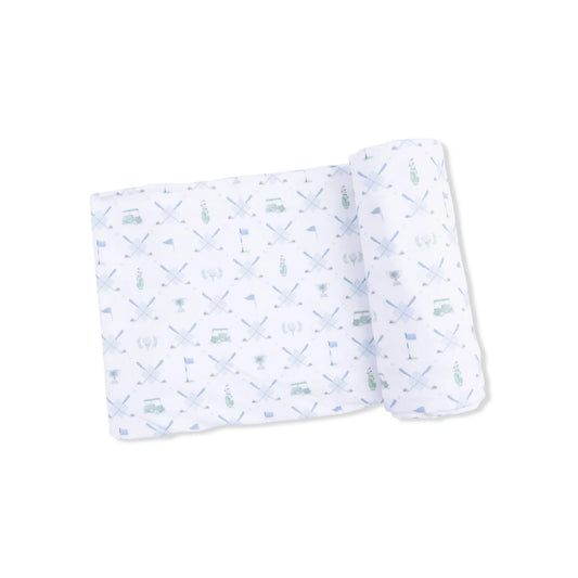 Golf Trellis Blue Swaddle Blanket