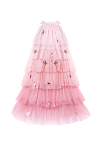 Christmas Tree Dress with Headpiece - Blush