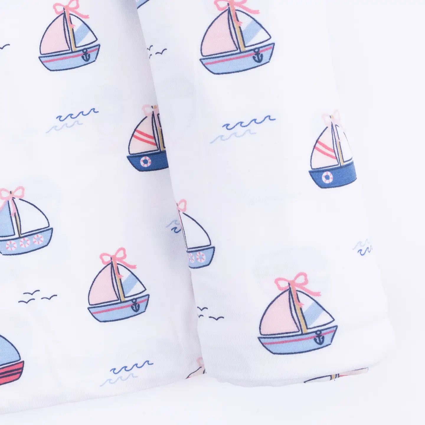 Pink Bubbly Sailboats Swaddle Blanket
