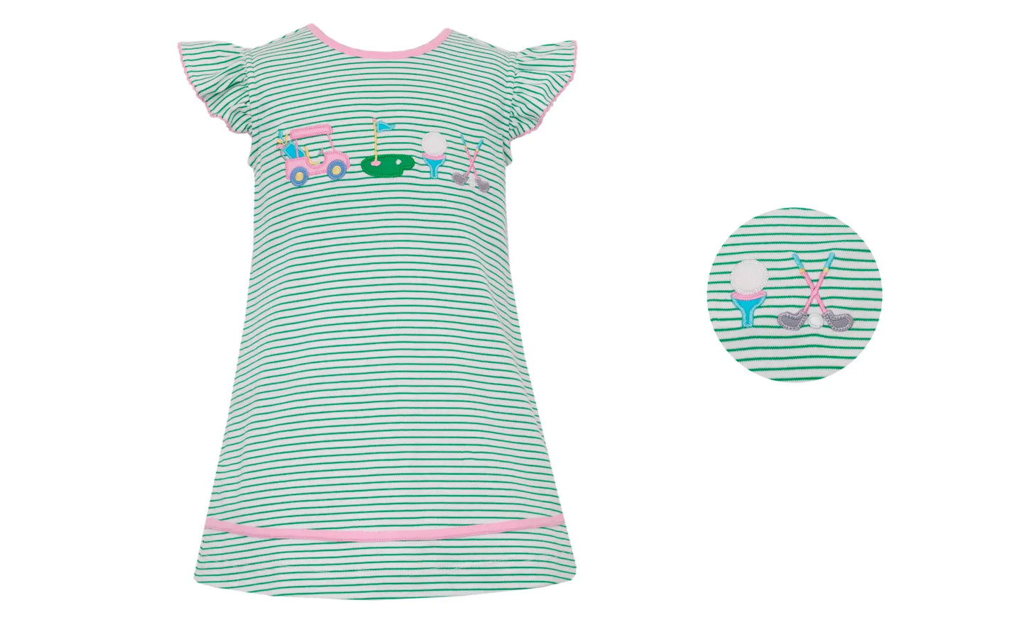Golf Girls Green Knit Stripe A Line Dress