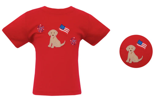 Pup Red Knit Boys T-shirt And Short Set