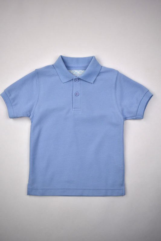 Boys Plaid Seersucker Shorts/blue Po!o Shirt Set