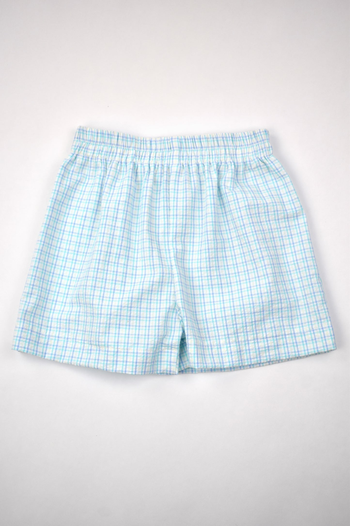 Boys Plaid Seersucker Shorts/blue Po!o Shirt Set