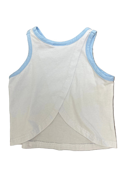 White Tank Top with Blue Trim