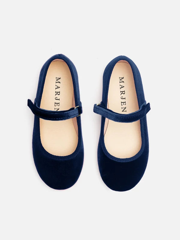 Classic Velvet Mary Janes - Navy