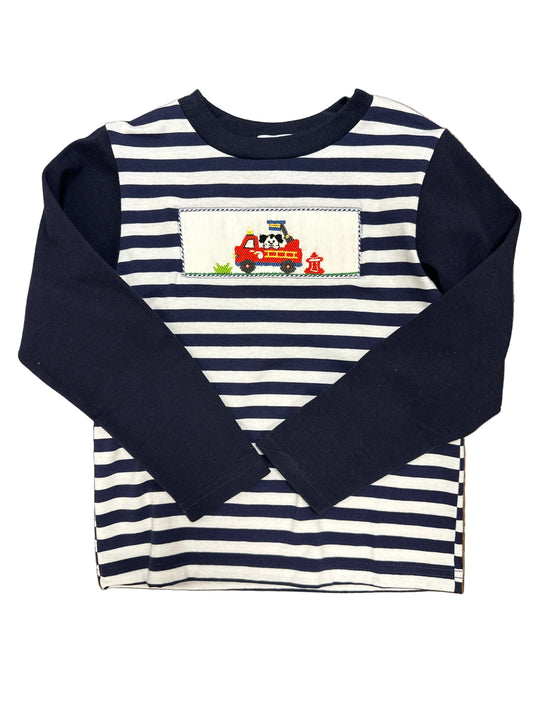 Firetruck Smocked Navy And White Top