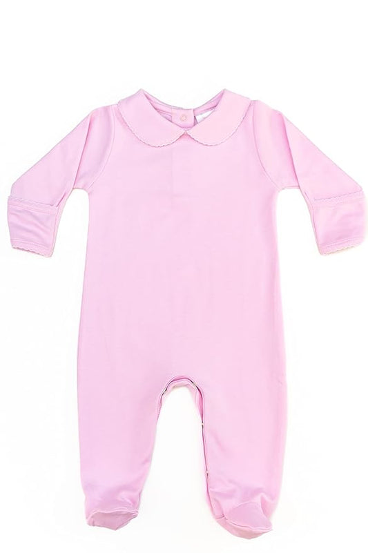 Footie With Collar Light Pink  12-18m