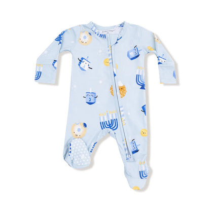 Hanukkah Blue 2 Way Zipper Footie