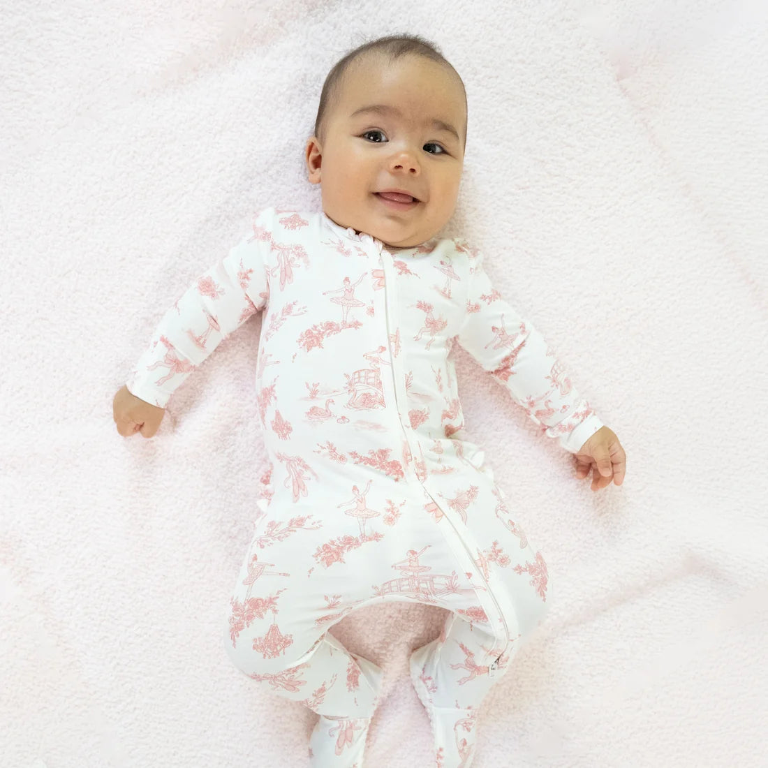 Ballet Toile Ruffle - 2 Way Zipper Footie