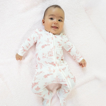Ballet Toile Ruffle - 2 Way Zipper Footie