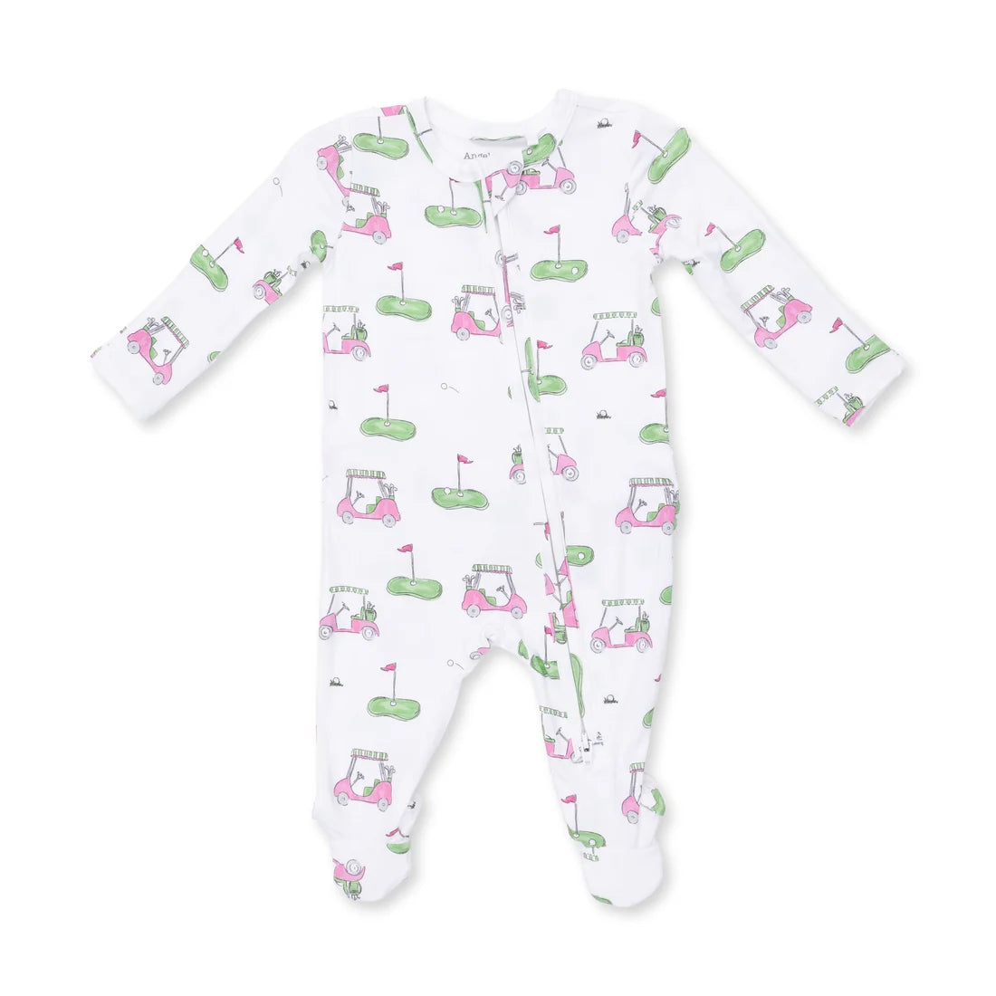 Golf Carts Pink Ruffle - 2 Way Zipper Footie