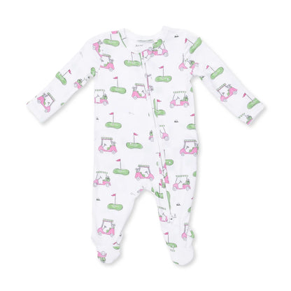 Golf Carts Pink Ruffle - 2 Way Zipper Footie