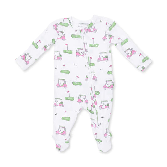 Golf Carts Pink Ruffle - 2 Way Zipper Footie