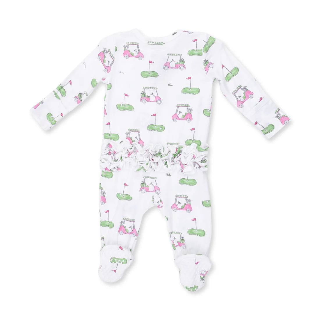 Golf Carts Pink Ruffle - 2 Way Zipper Footie