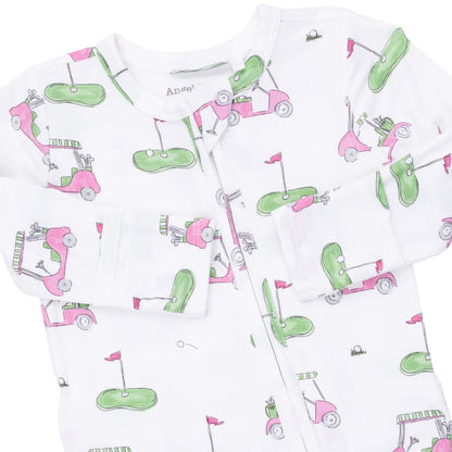 Golf Carts Pink Ruffle - 2 Way Zipper Footie