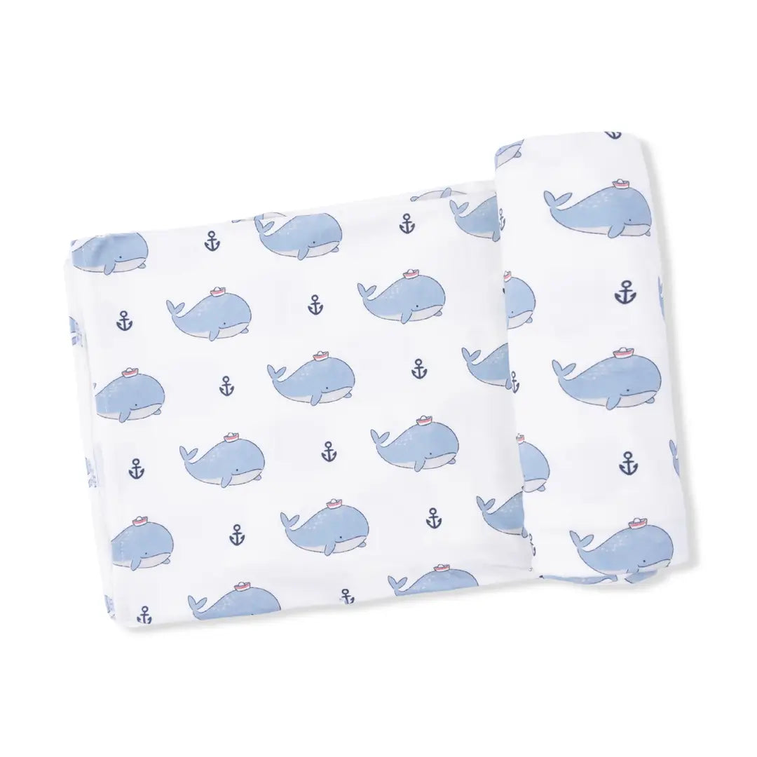 Blue Bubbly Whales Swaddle Blanket