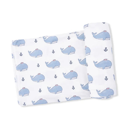 Blue Bubbly Whales Swaddle Blanket