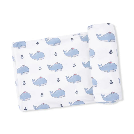 Blue Bubbly Whales Swaddle Blanket