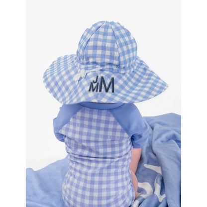 Periwinkle Blue Gingham Sun Hat