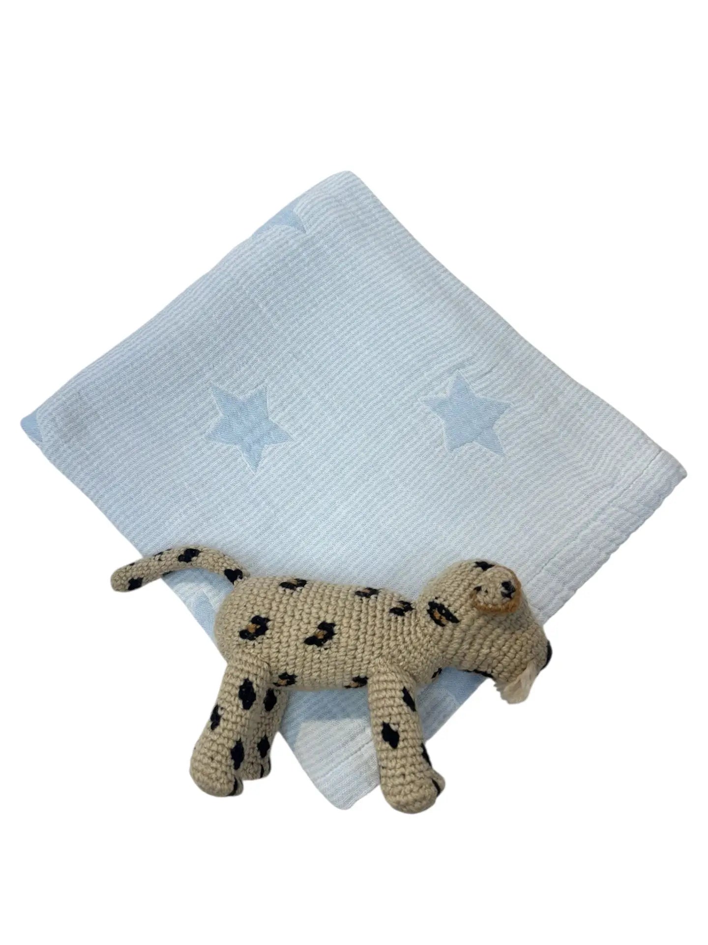 Seersucker with Stars Baby Blanket, Blue