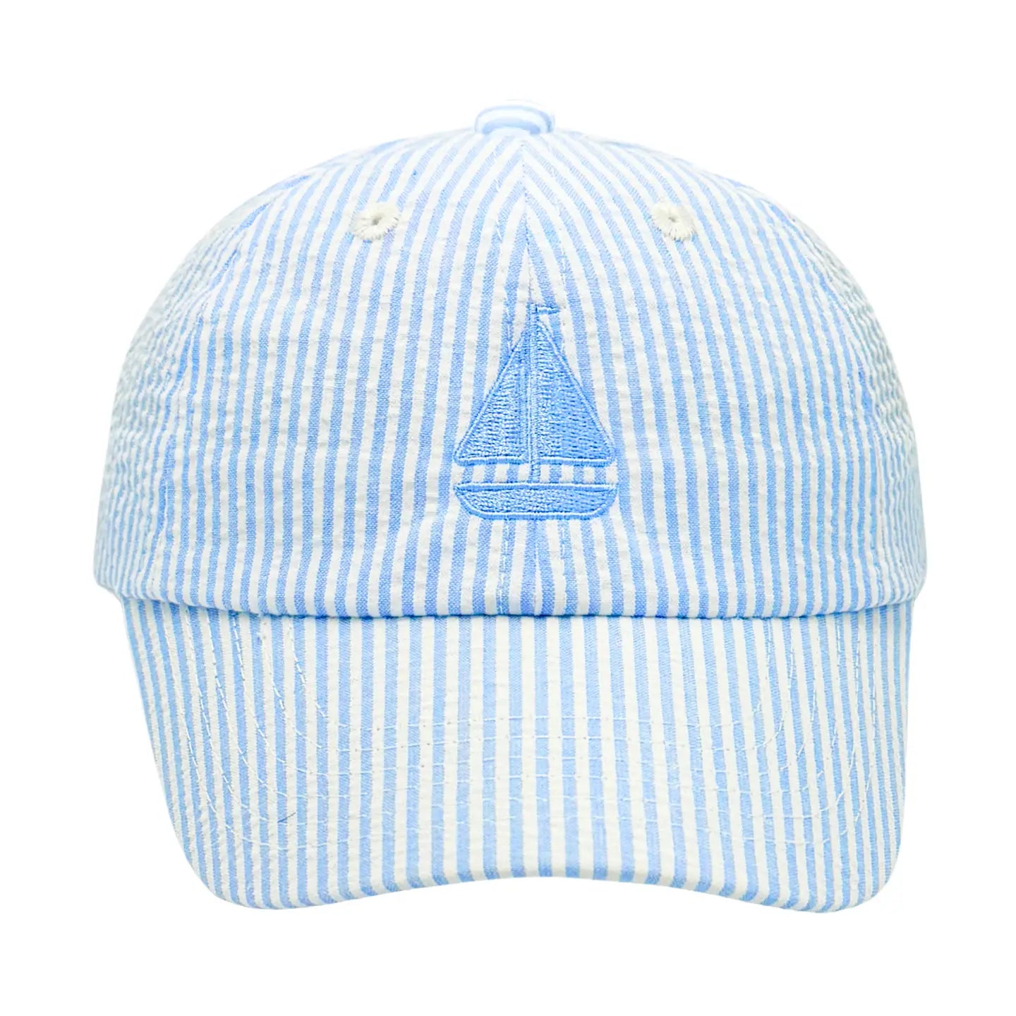 Blue Sailboat Seersucker Hat