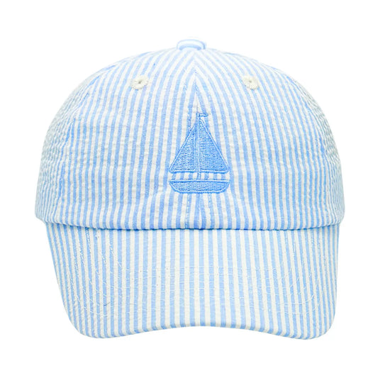 Blue Sailboat Seersucker Hat