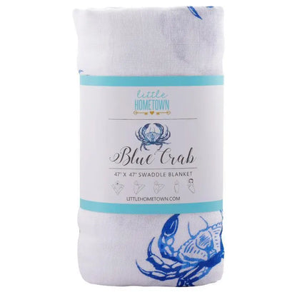 Blue Crab Muslin Swaddle Blanket