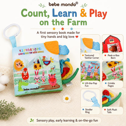 Farm & Jungle Cloth Book With Teether
