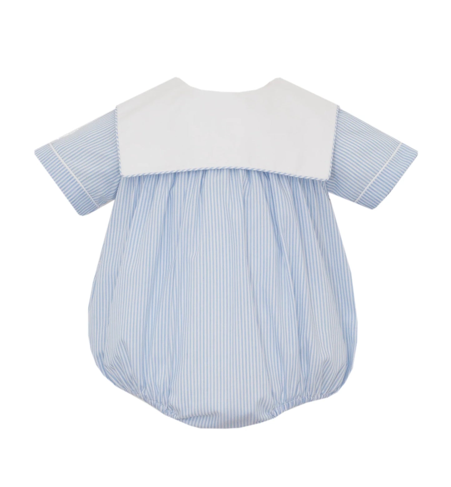 Light Blue Stripe Boys Bubble With Collar