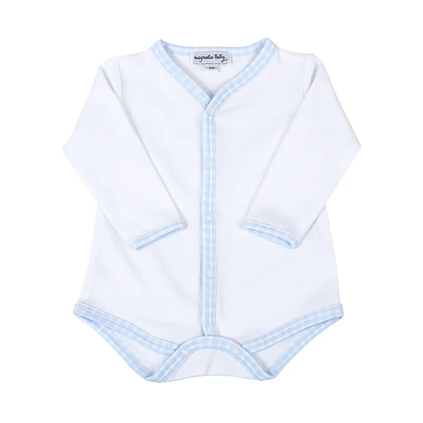 New Beginnings Blue Front Snap Bodysuit