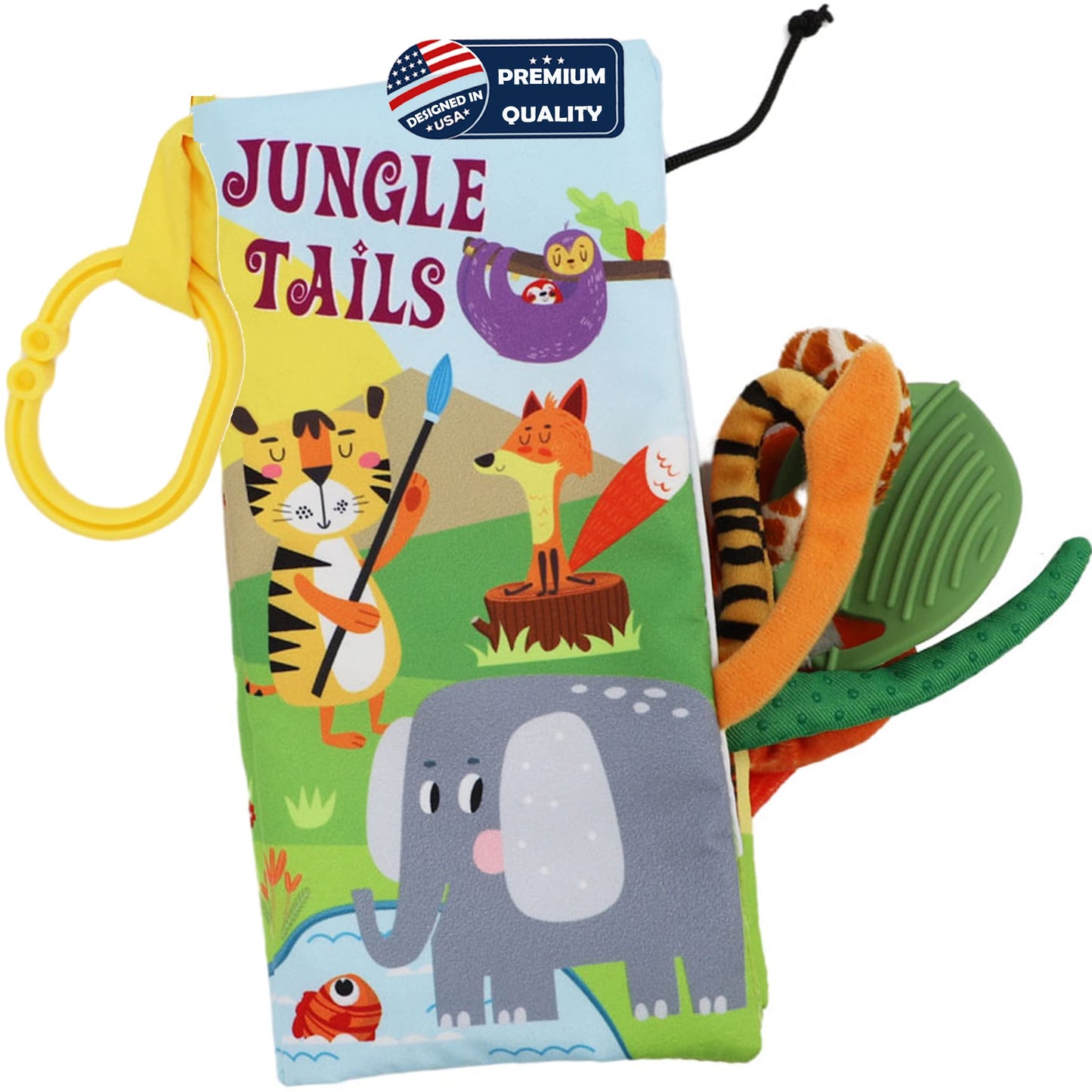 Jungle Tails Crinkle Cloth Book With Teether