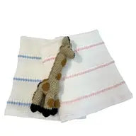 Pucker Texture with Stripe Baby Blanket (Pink/Blue)
