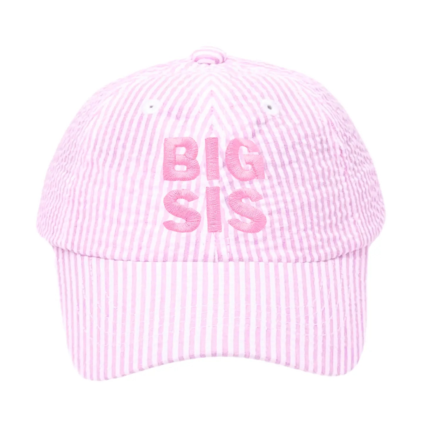 Big Sis Baseball Hat - Pink Seersucker