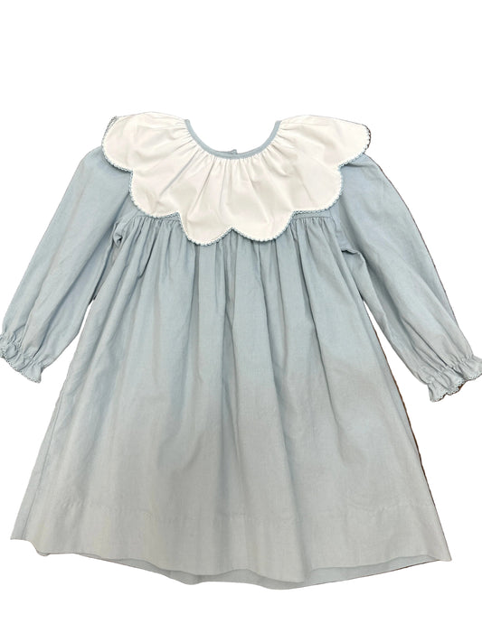Girls Blue And White Petal Collar Float Dress