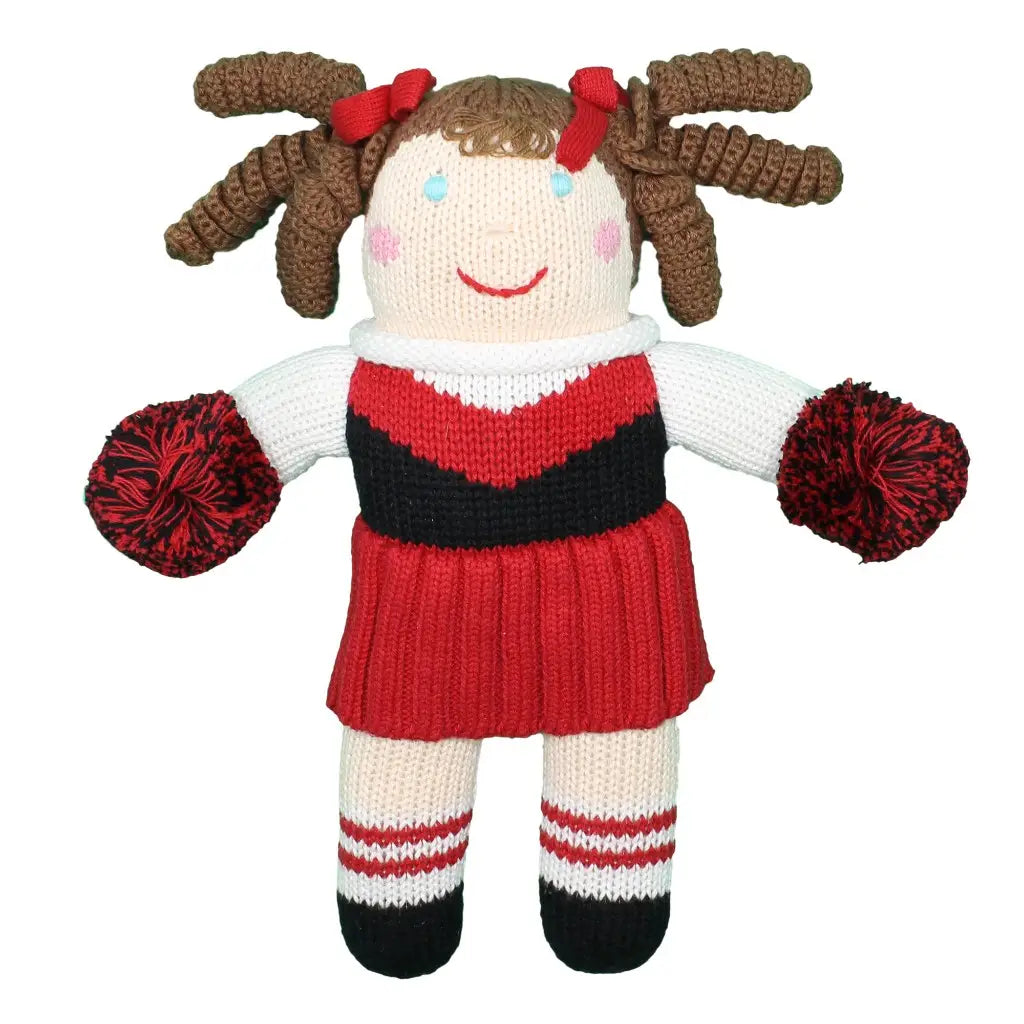 Cheerleader Knit Rattle Doll red/black