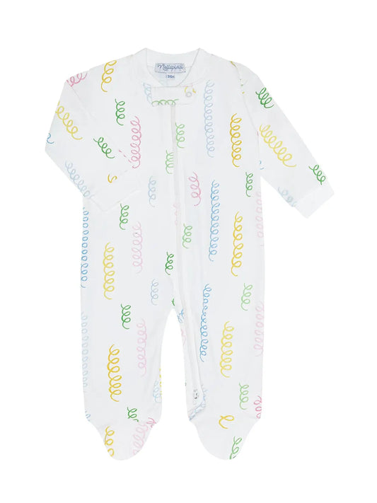 Spirals Print Zipper Footie