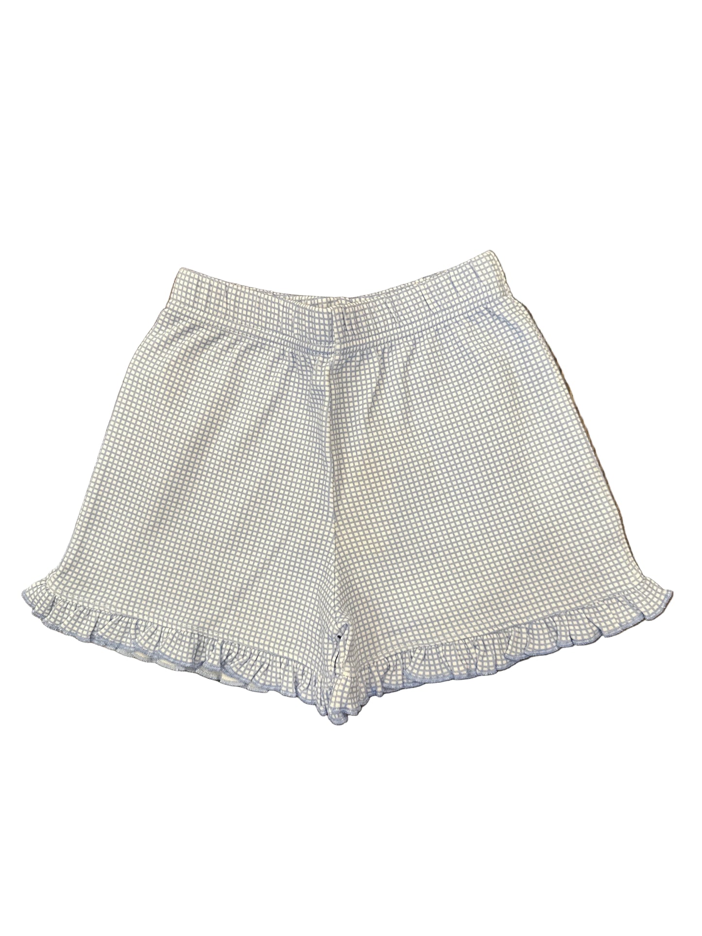 Light Blue Gingham Ruffle Shorts