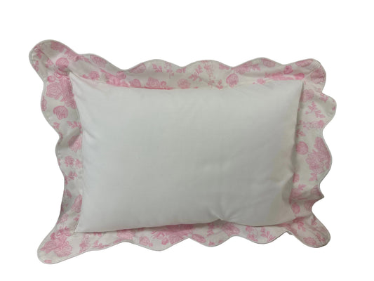 Pink Floral Scallop Pillow With Insert