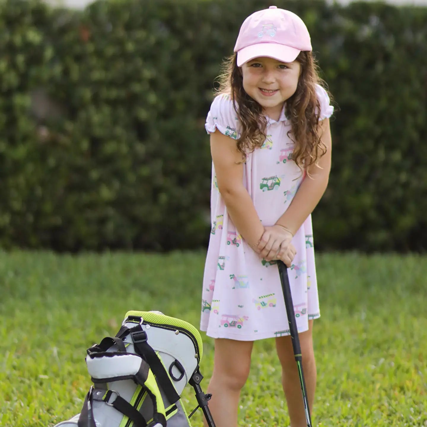 Pink Golf Cart Bow Baseball Hat
