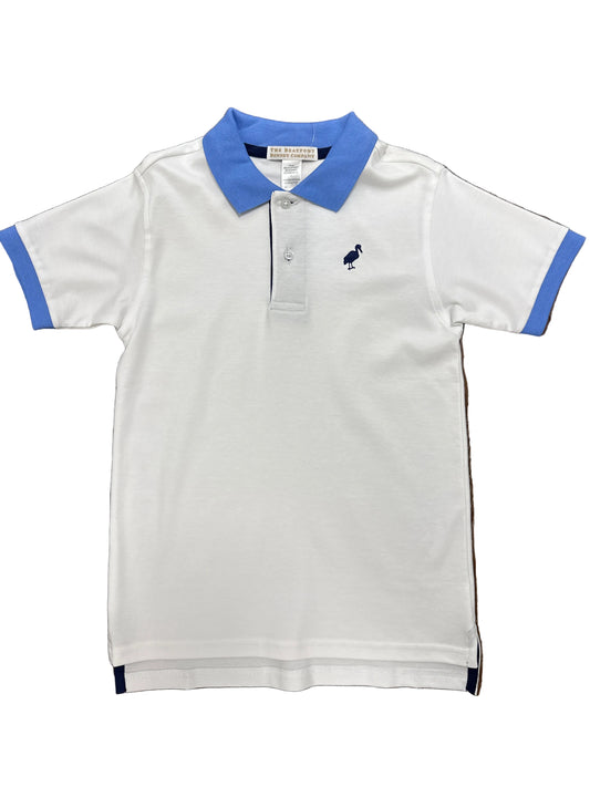 Prim And Proper Polo White with Blue Collar