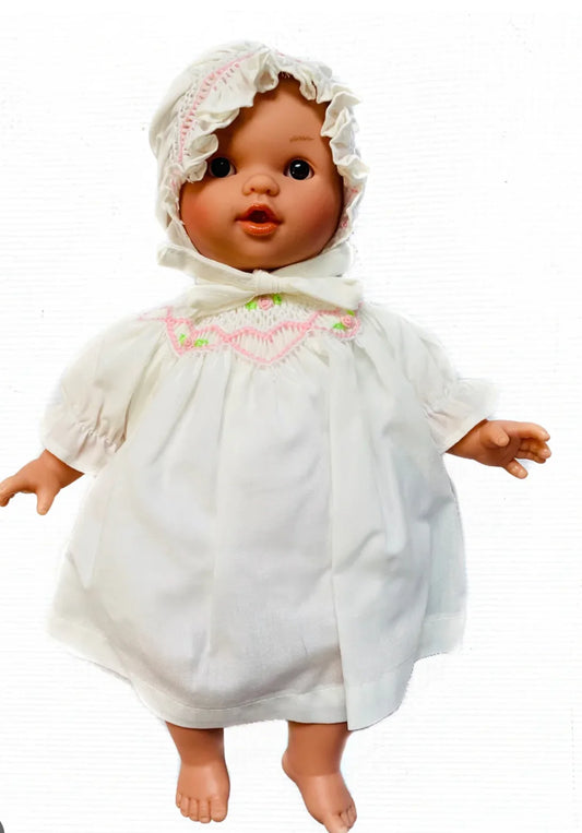 Abby Doll 10 Inch White Smock Dress
