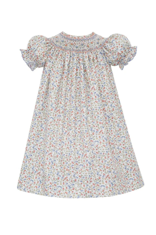 Riley Blue And Orange Print Bishop Dress